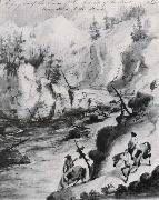 Miller, Alfred Jacob, Crossing one of the Sources of the Colorado of the West,in the Mountains of the Windsl